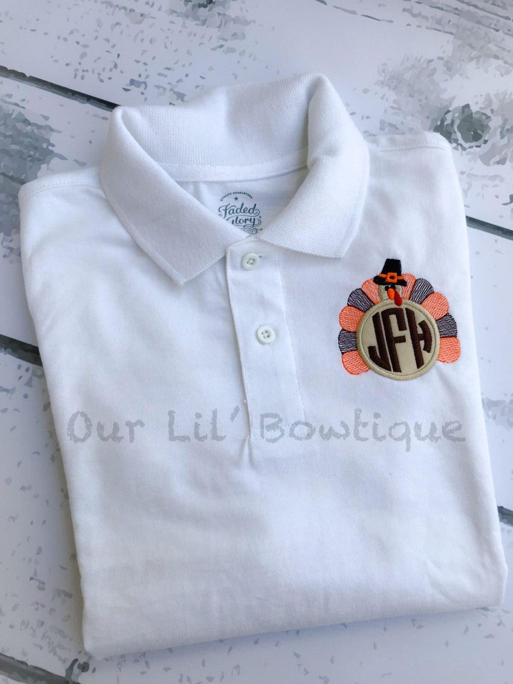 Turkey Polo - Thanksgiving Polo - Thanksgiving Turkey Polo - Turkey Monogram - Monogram - Boys Thanksgiving Shirt
