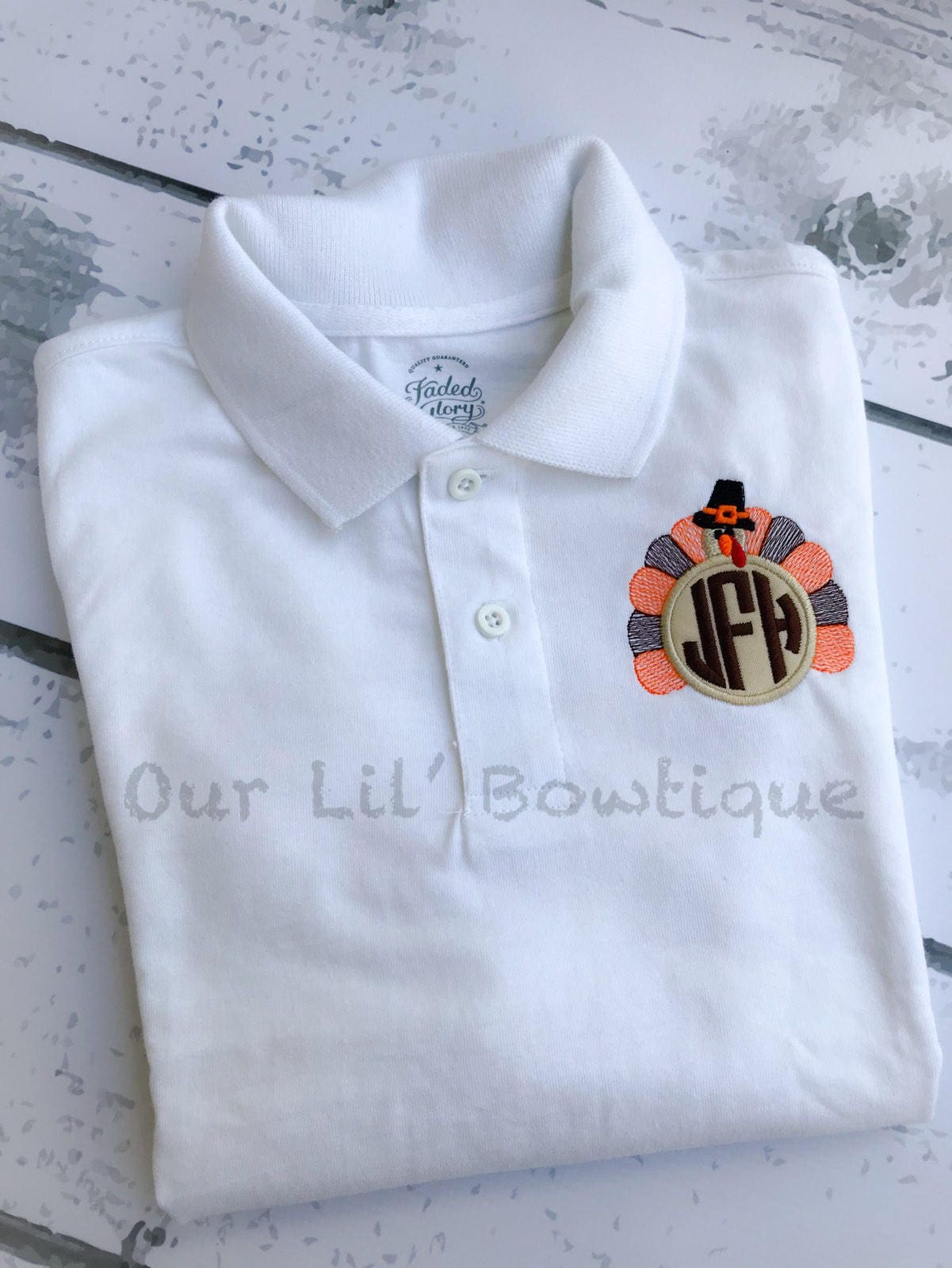 Turkey Polo - Thanksgiving Polo - Thanksgiving Turkey Polo - Turkey Monogram - Monogram - Boys Thanksgiving Shirt