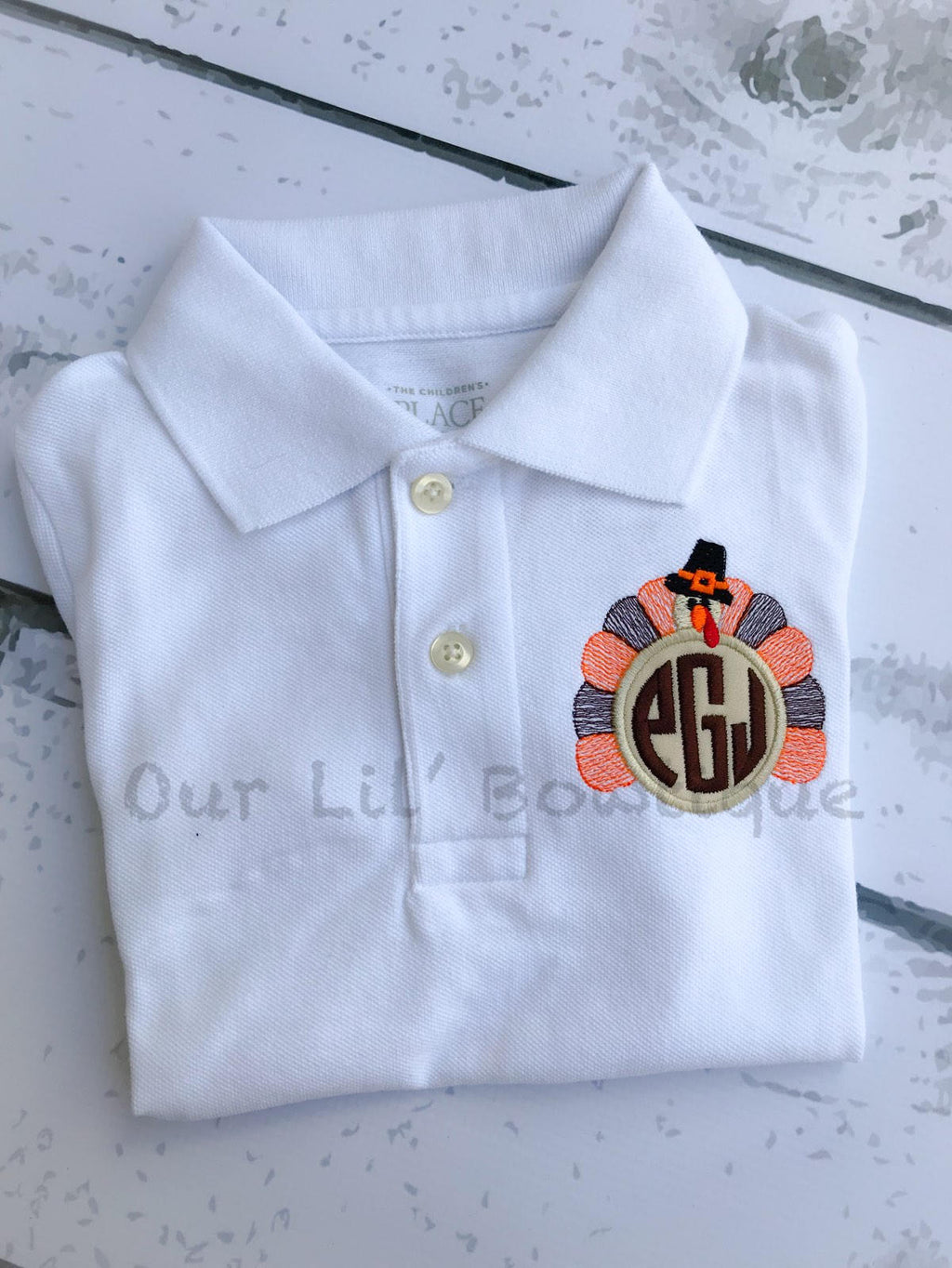Turkey Polo - Thanksgiving Polo - Thanksgiving Turkey Polo - Turkey Monogram - Monogram - Boys Thanksgiving Shirt
