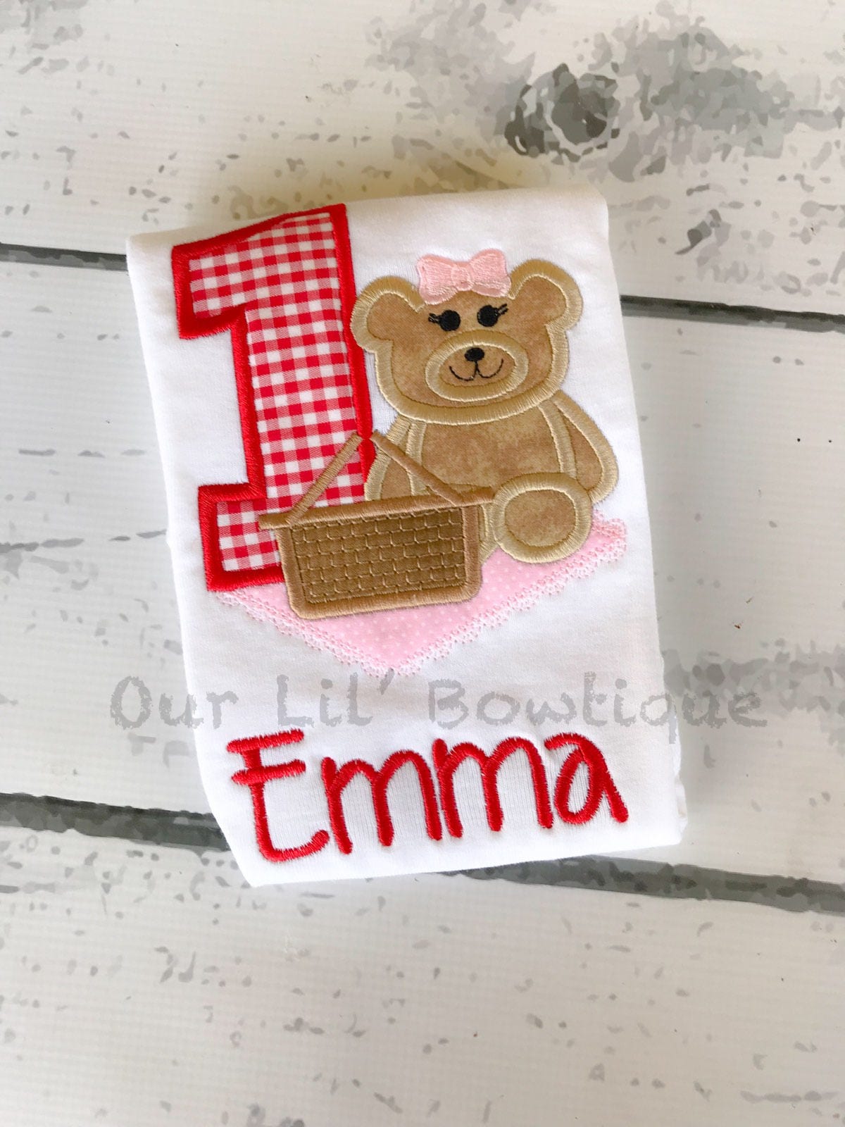 Teddy Bear Picnic Birthday Applique Shirt - Personalized 1st Birthday Outfit
