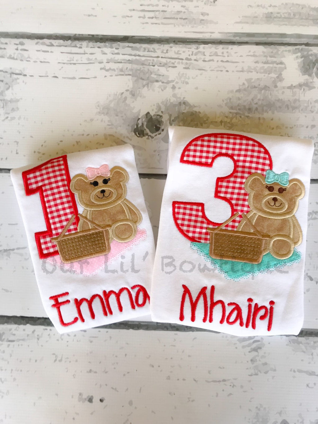 Teddy Bear Picnic Birthday Applique Shirt - Personalized 1st Birthday Outfit