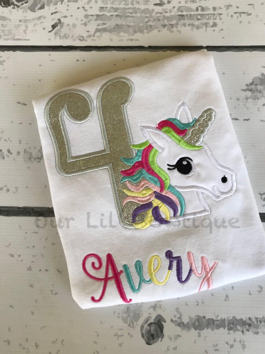 Unicorn Birthday Shirt: Personalized Girls Birthday, Silver Glitter