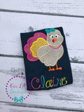 Girls Thanksgiving Shirt: Applique Turkey, Personalized