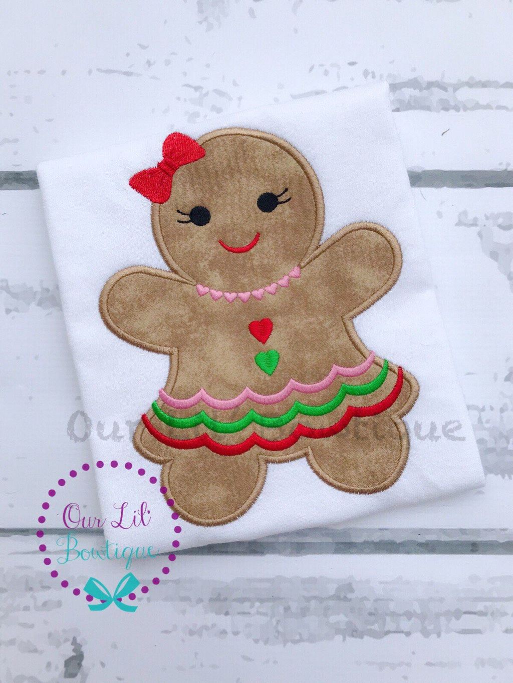 Gingerbread Christmas Applique Shirt - Personalized Holiday Outfit