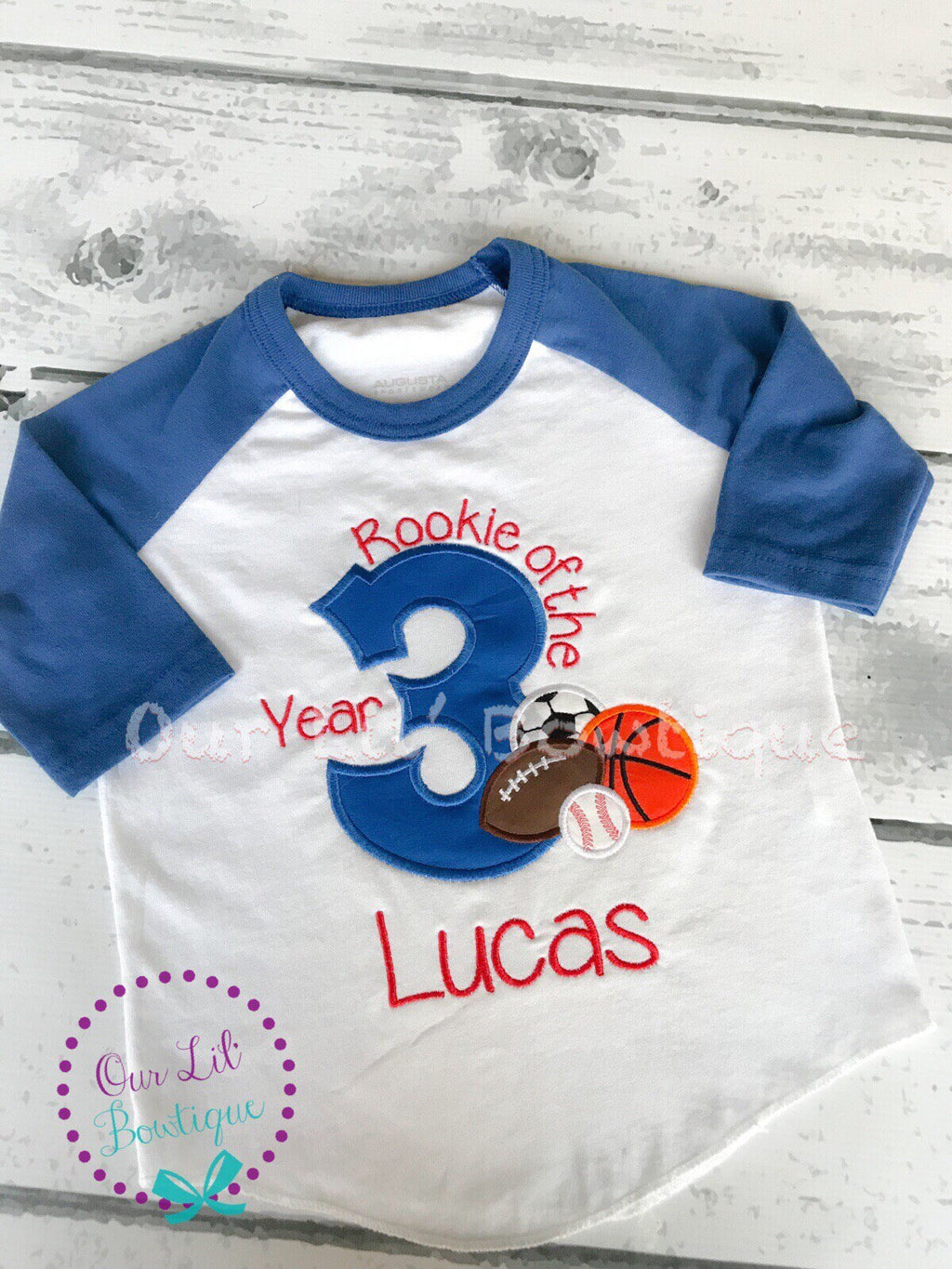 Personalized Rookie of the Year Birthday Shirt - Sports Raglan