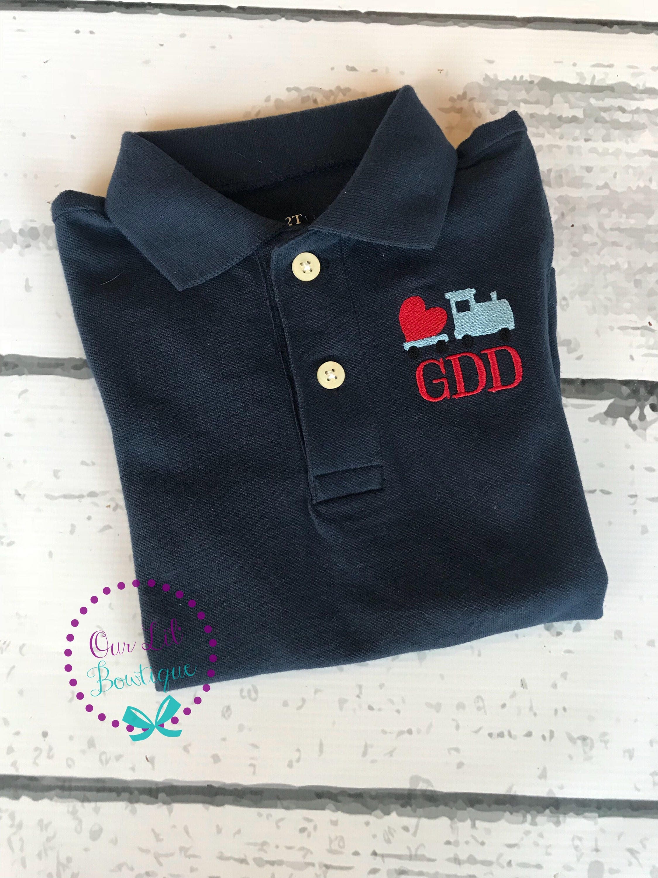Valentine's Day Monogrammed Polo: Heart Train Shirt