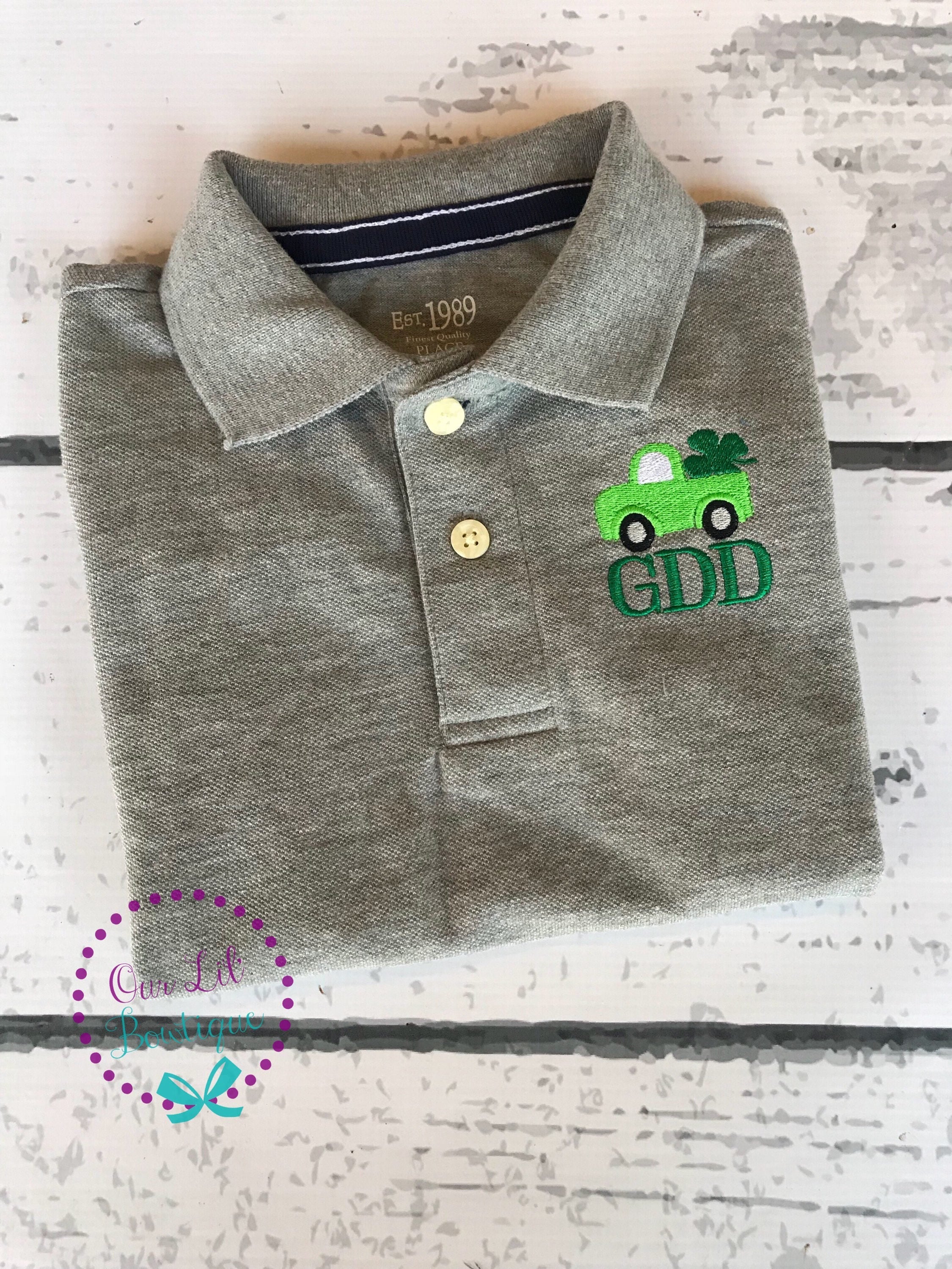 Shamrock Truck Monogram Polo - St. Patrick's Day Boys Shirt