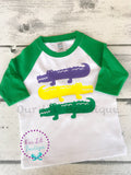 Mardi Gras Gator Raglan Shirt: Customizable Colors