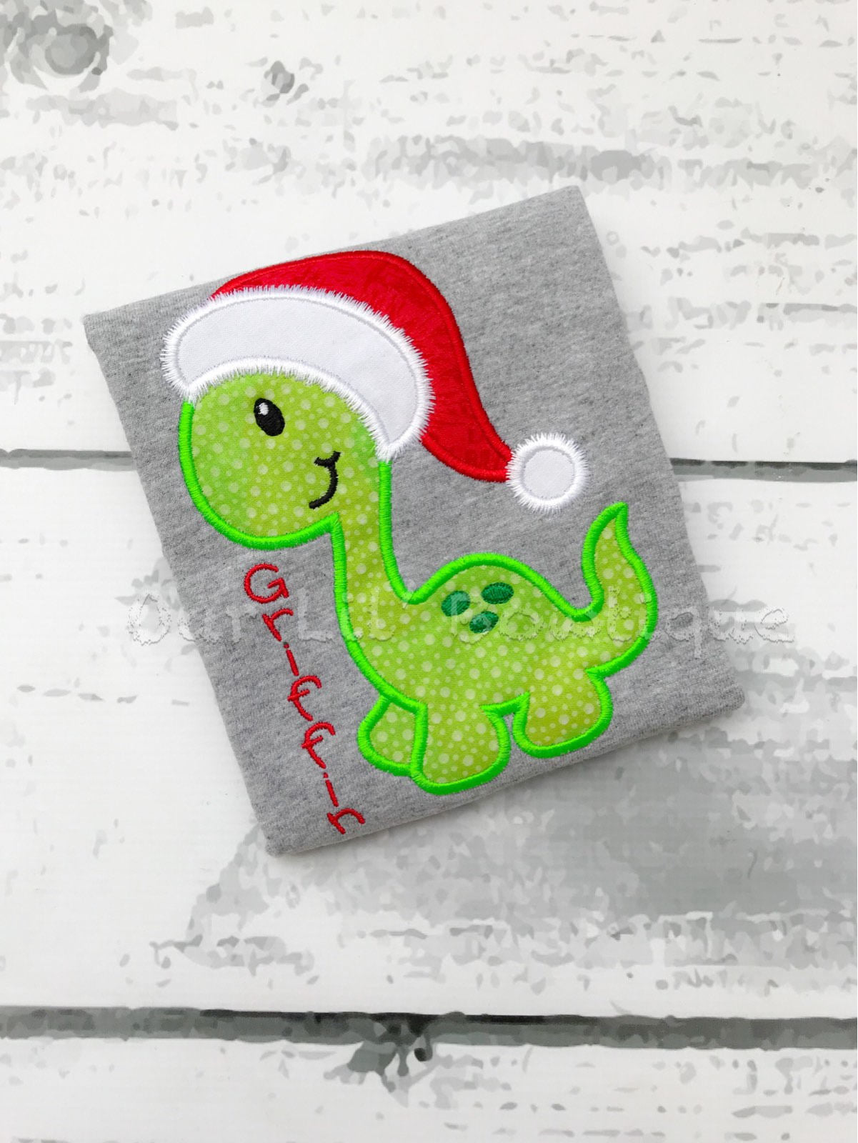 Christmas Dinosaur - Boy's Dinosaur- Christmas Shirt - Personalized Shirt - Santa Dinosaur