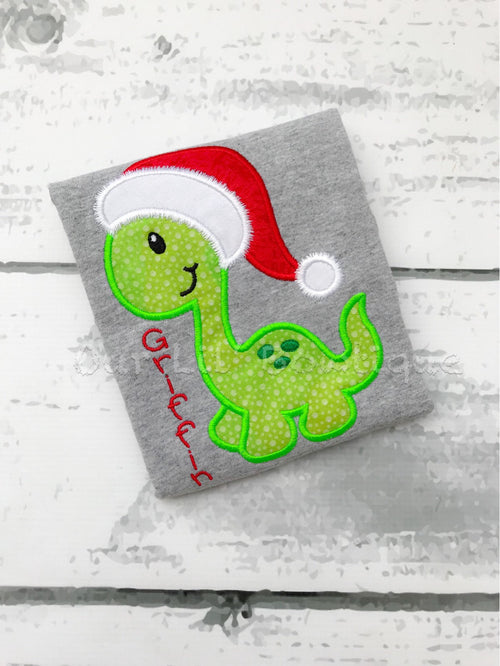 Christmas Dinosaur - Boy's Dinosaur- Christmas Shirt - Personalized Shirt - Santa Dinosaur
