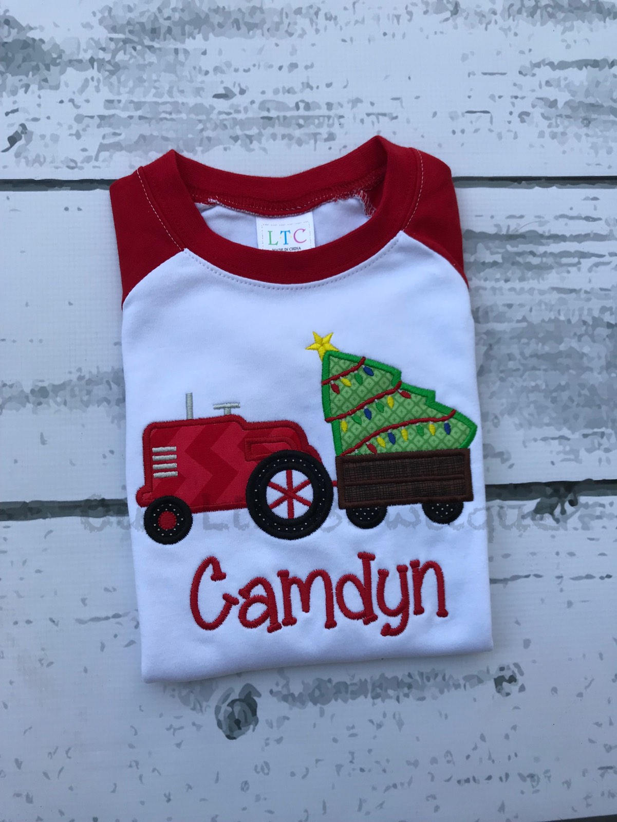 Christmas Tree Tractor - Boy's Christmas Tractor- Christmas Tree - Boy- Girl - Toddler - Infant - Baby - Personalized Shirt - Tractor