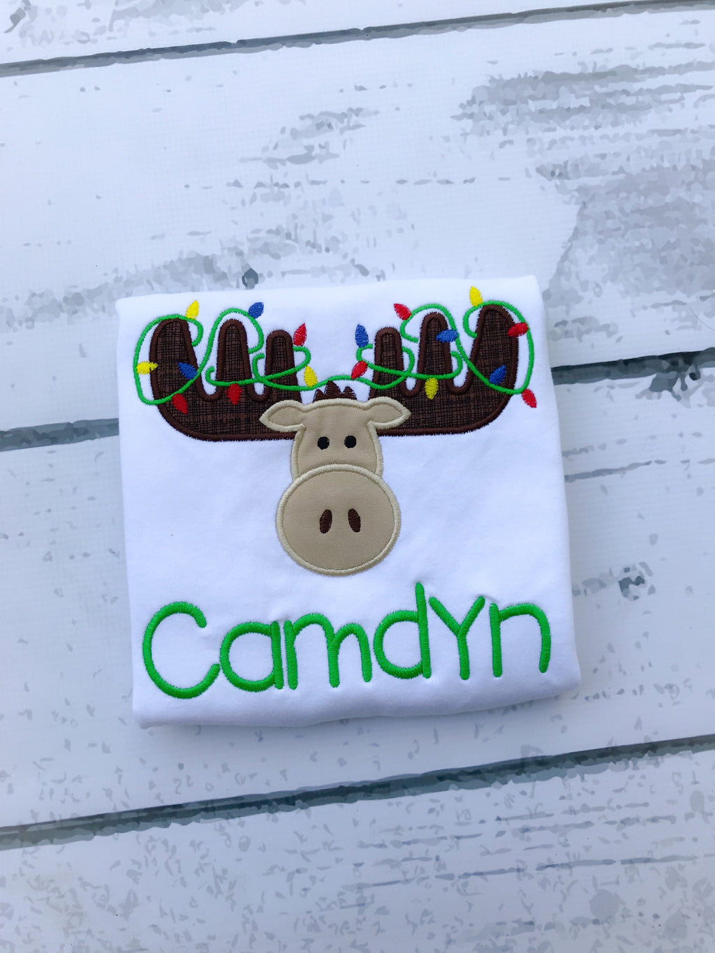 Christmas Moose Appliqué Shirt - Personalized Holiday Outfit