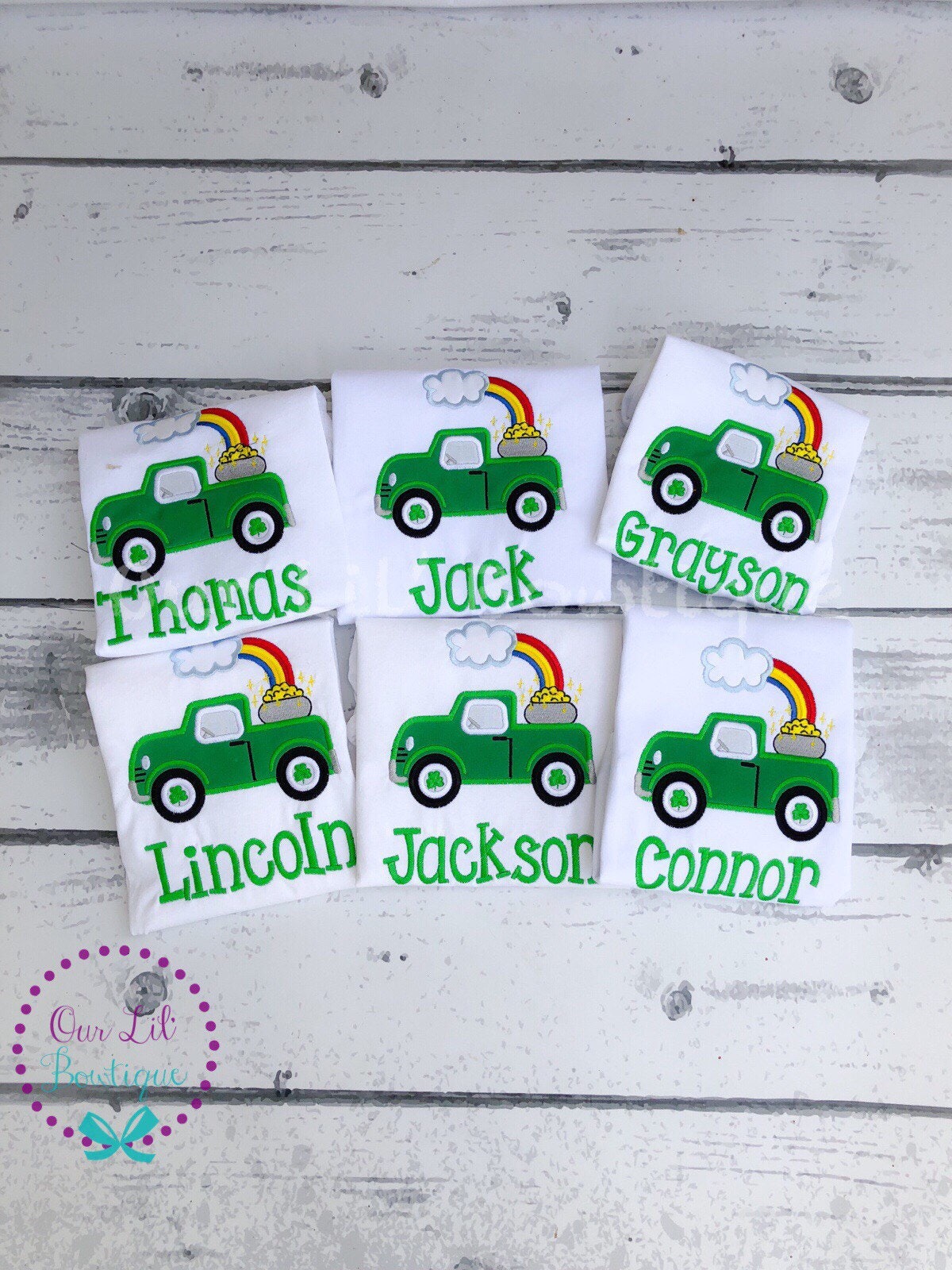 Personalized St. Patrick's Day Shirt: Shamrock Truck Appliqué