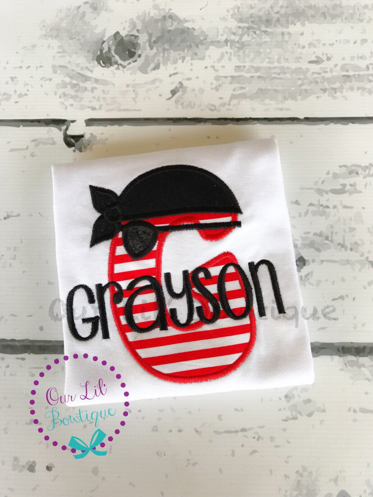 Personalized Pirate Birthday Applique Shirt