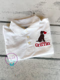 Valentine's Day Monogrammed Polo: Embroidered Dog with Hearts