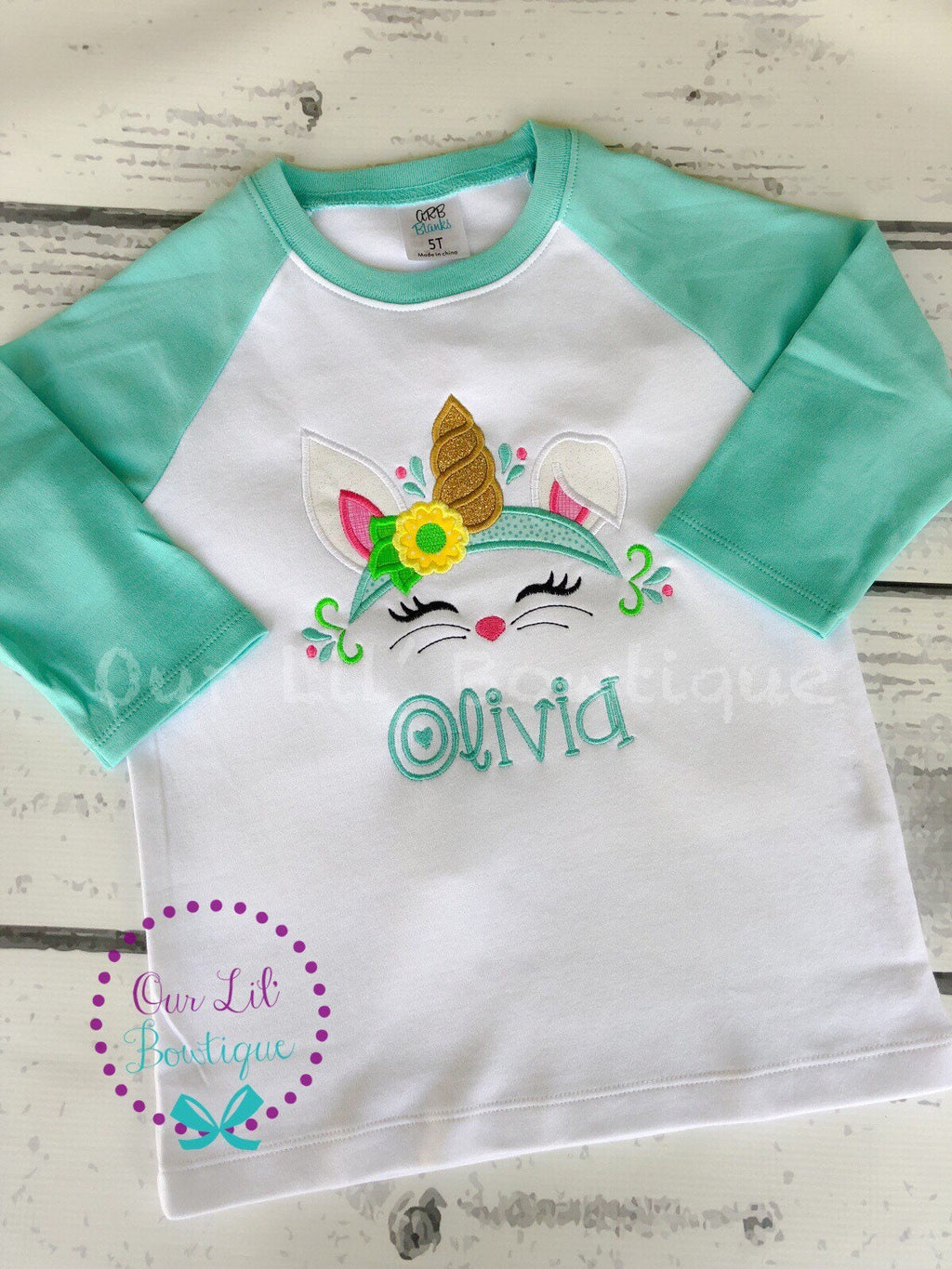 Personalized Easter Shirt: Bunny Unicorn Face Appliqué