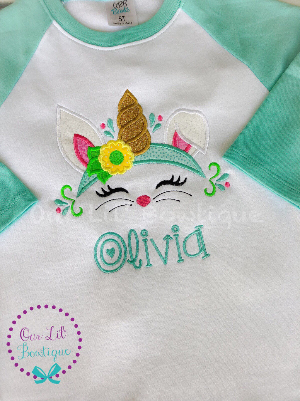 Personalized Easter Shirt: Bunny Unicorn Face Appliqué