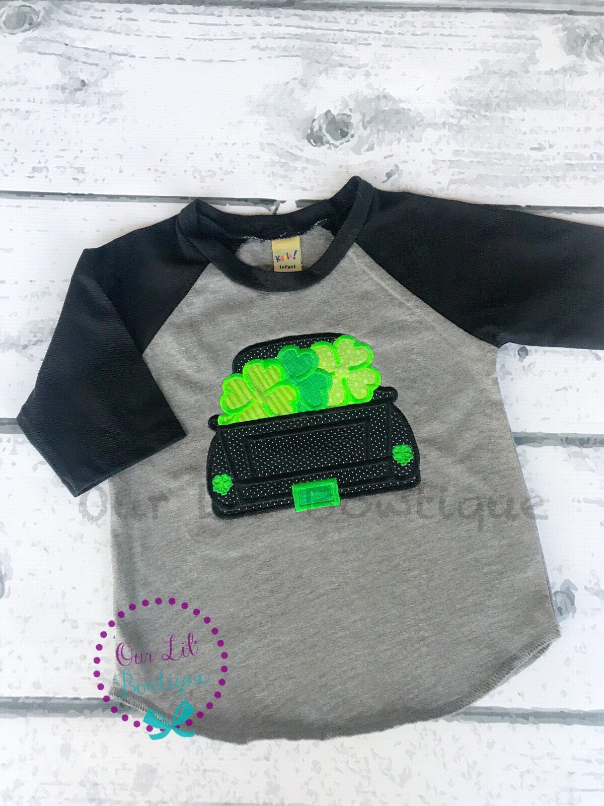 Personalized St. Patrick's Day Truck Shirt: Shamrock Clover Applique