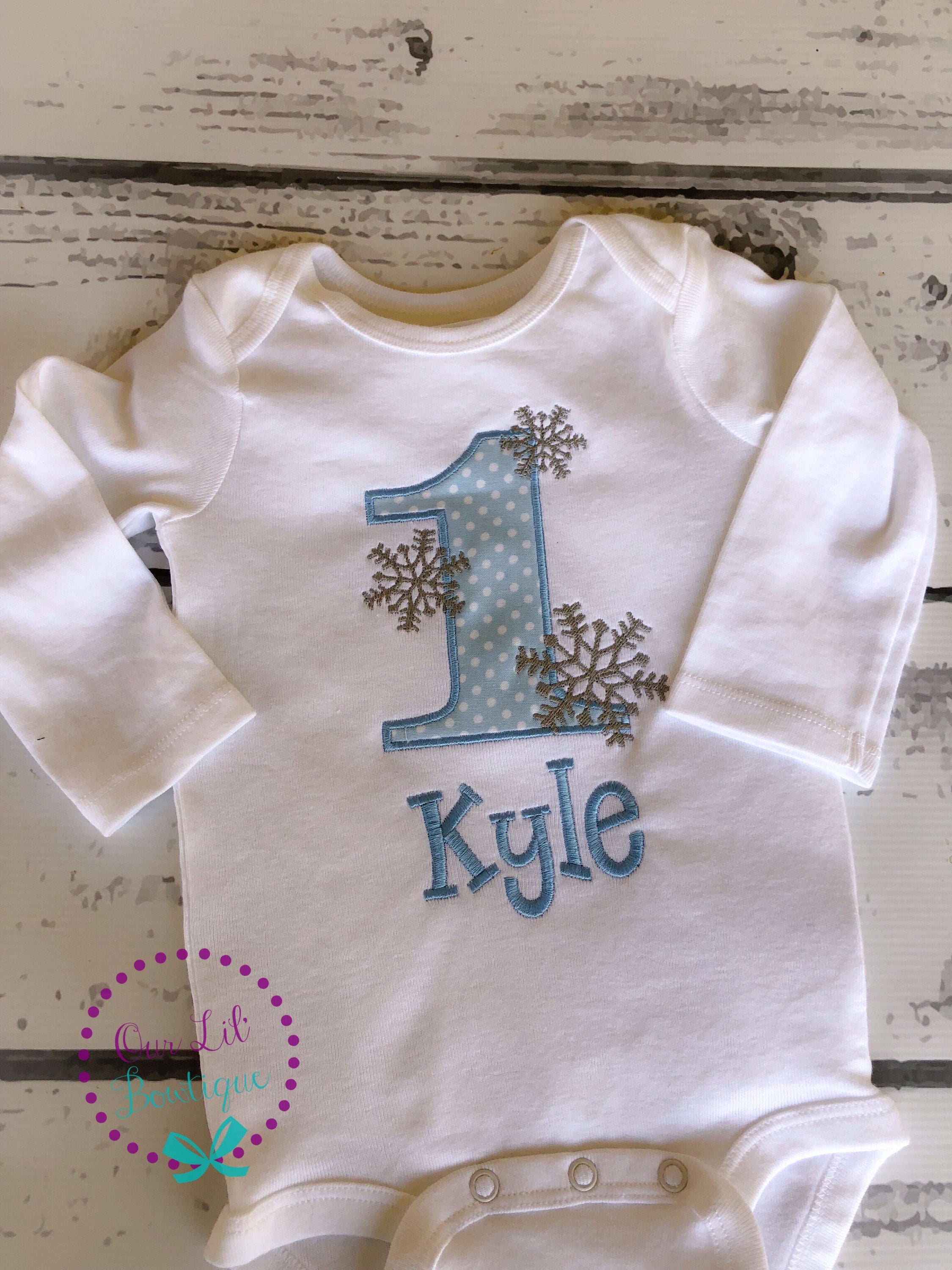 Winter ONE-derland Birthday Shirt: Snowflake Appliqué, Personalized 1st Birthday Outfit