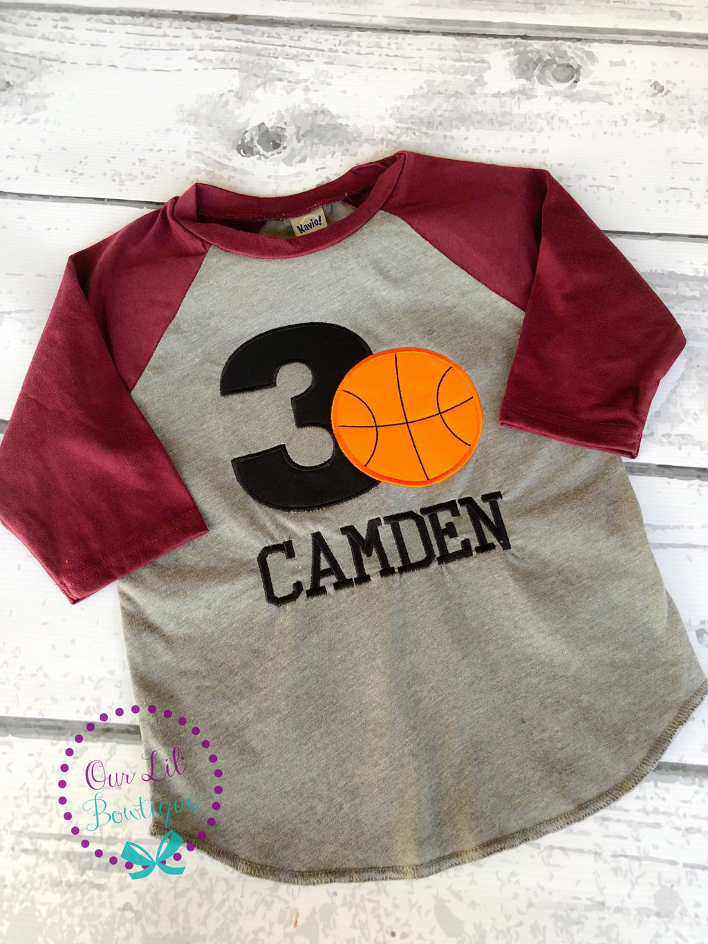 Personalized Basketball Birthday Raglan Shirt