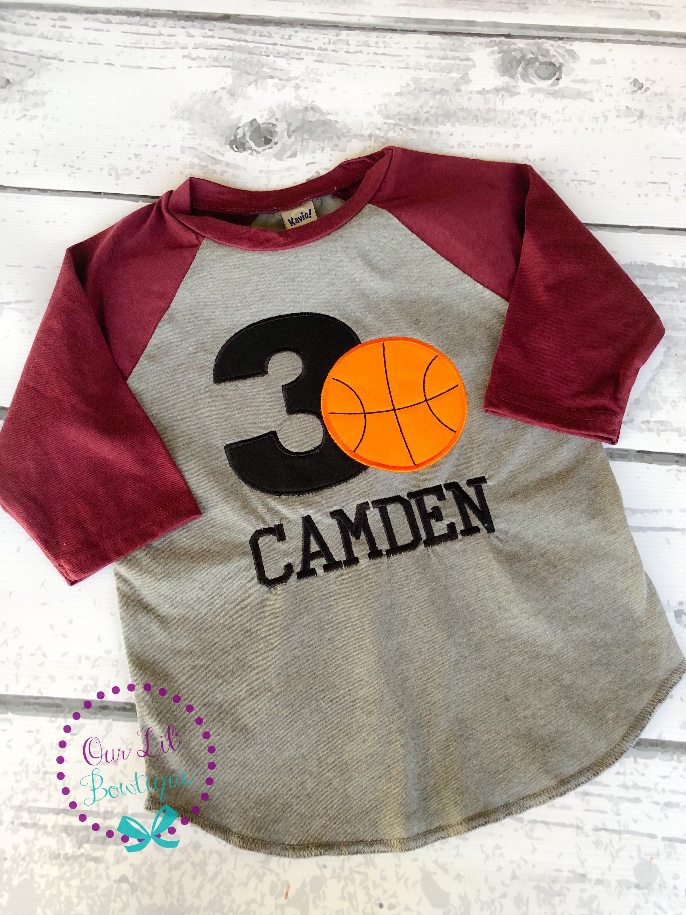 Personalized Basketball Birthday Raglan Shirt