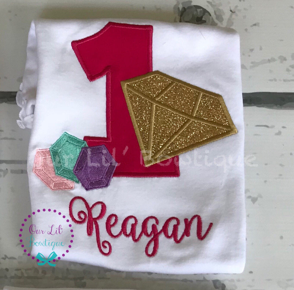She's A Gem Birthday- Gem Birthday - Birthday Shirt - Personalized Birthday Shirt - Girl - First Birthday - Diamonds- Gem 1st Birthday