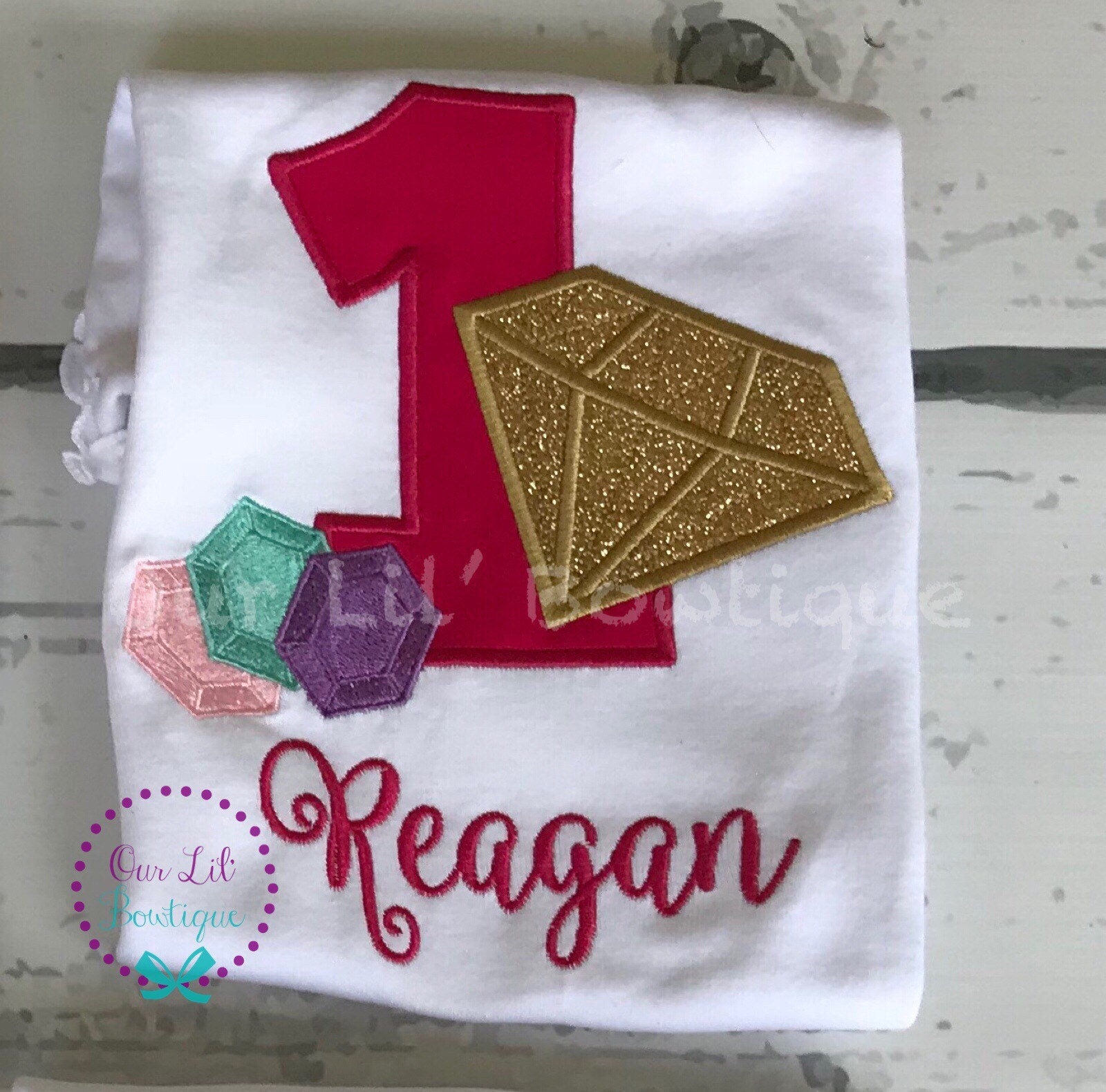 She's A Gem Birthday- Gem Birthday - Birthday Shirt - Personalized Birthday Shirt - Girl - First Birthday - Diamonds- Gem 1st Birthday