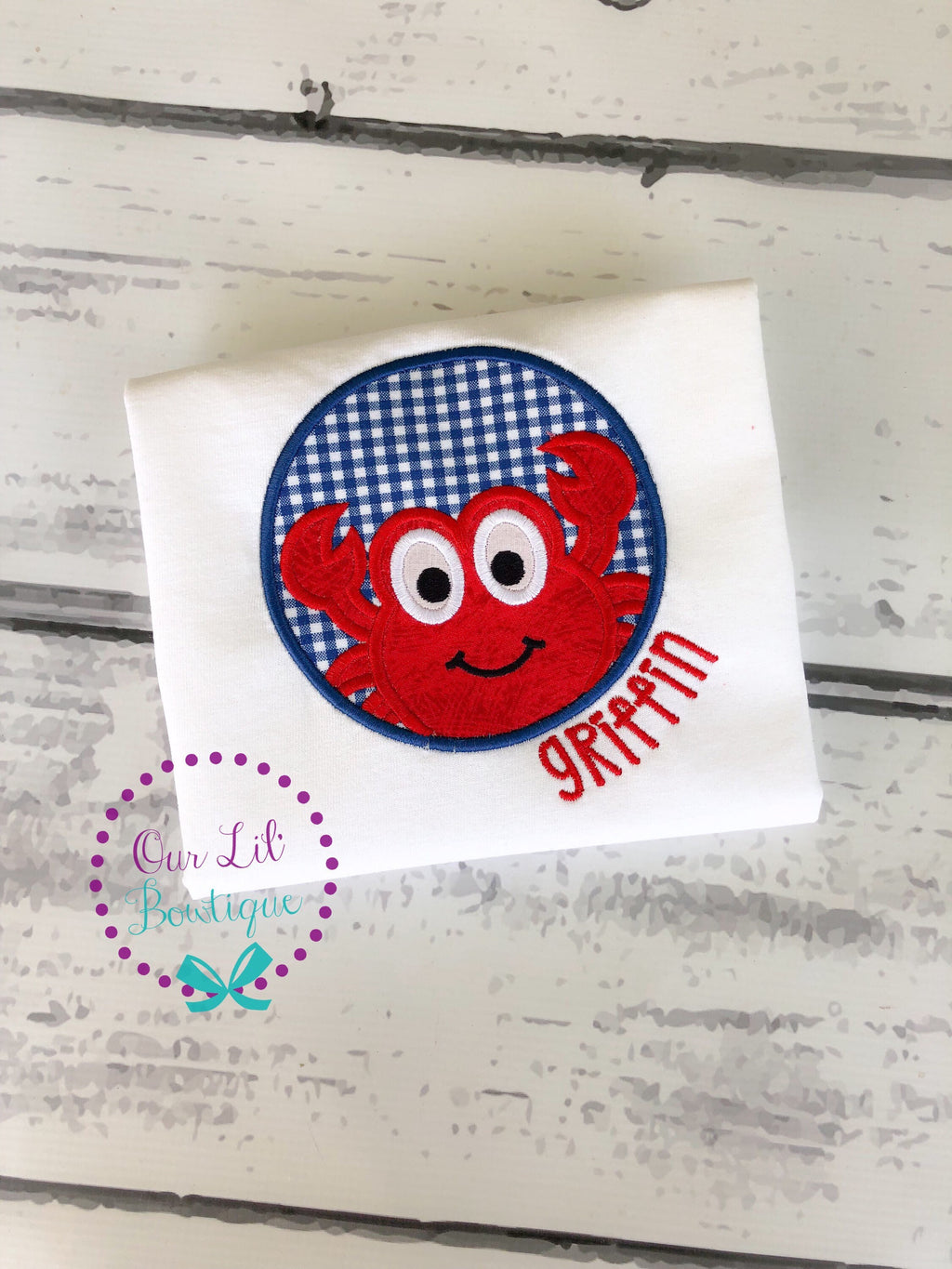 Personalized Crab Applique Shirt: Summer Birthday Outfit