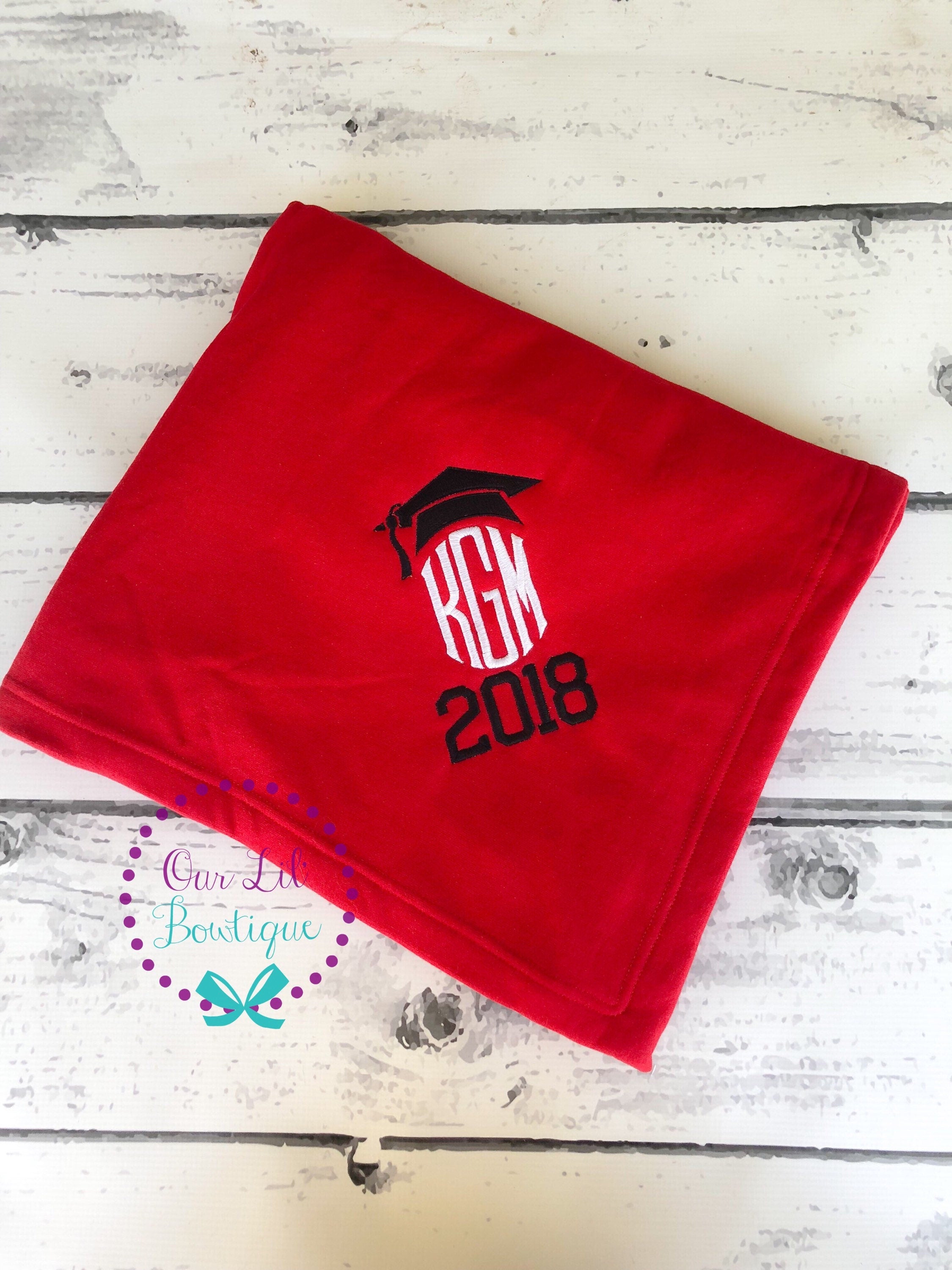 Monogrammed Graduation Blanket: Personalized Class of 2021 Gift