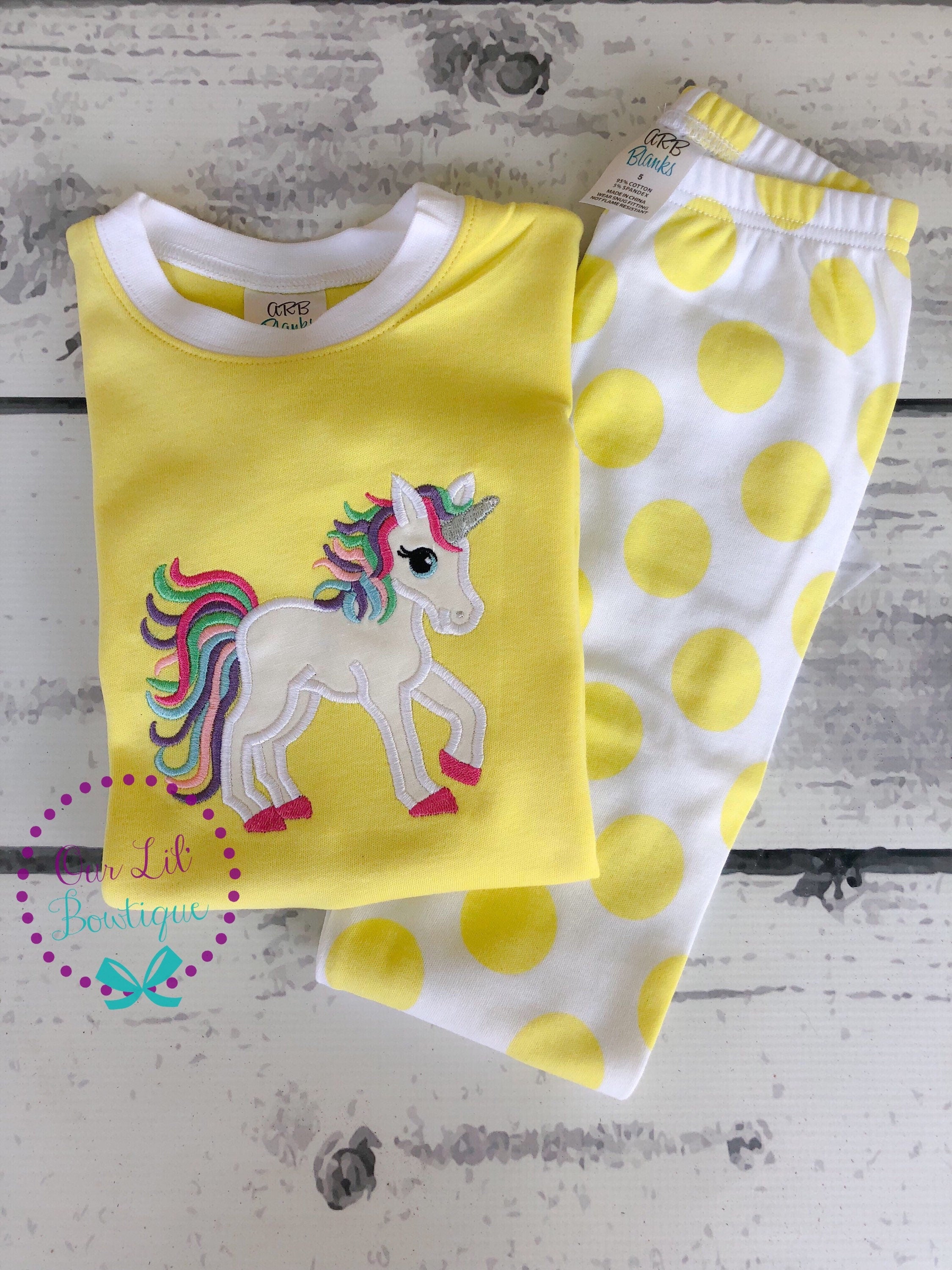 Unicorn Pajamas - Personalized Birthday Applique PJs - Unicorn Applique - Birthday