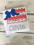 Embroidered Flag Shirt: Girls 4th of July Patriotic Bow Tee
