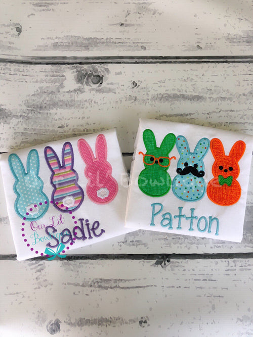 Boys Easter Shirt: Bunny Trio Appliqué, Personalized Easter Gift
