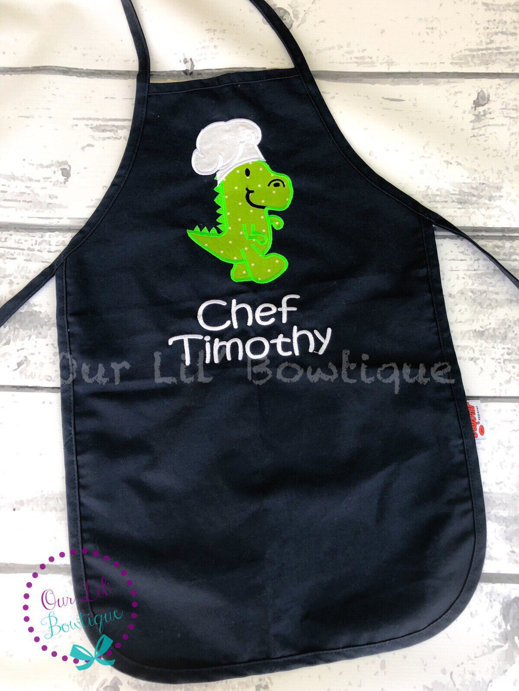 Personalized Dinosaur Birthday Apron: Chef T-Rex Appliqué