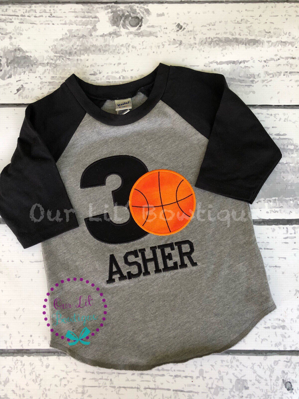Personalized Basketball Birthday Raglan Shirt