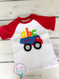 ABC Dump Truck Back to School Shirt - Embroidered Raglan Tee
