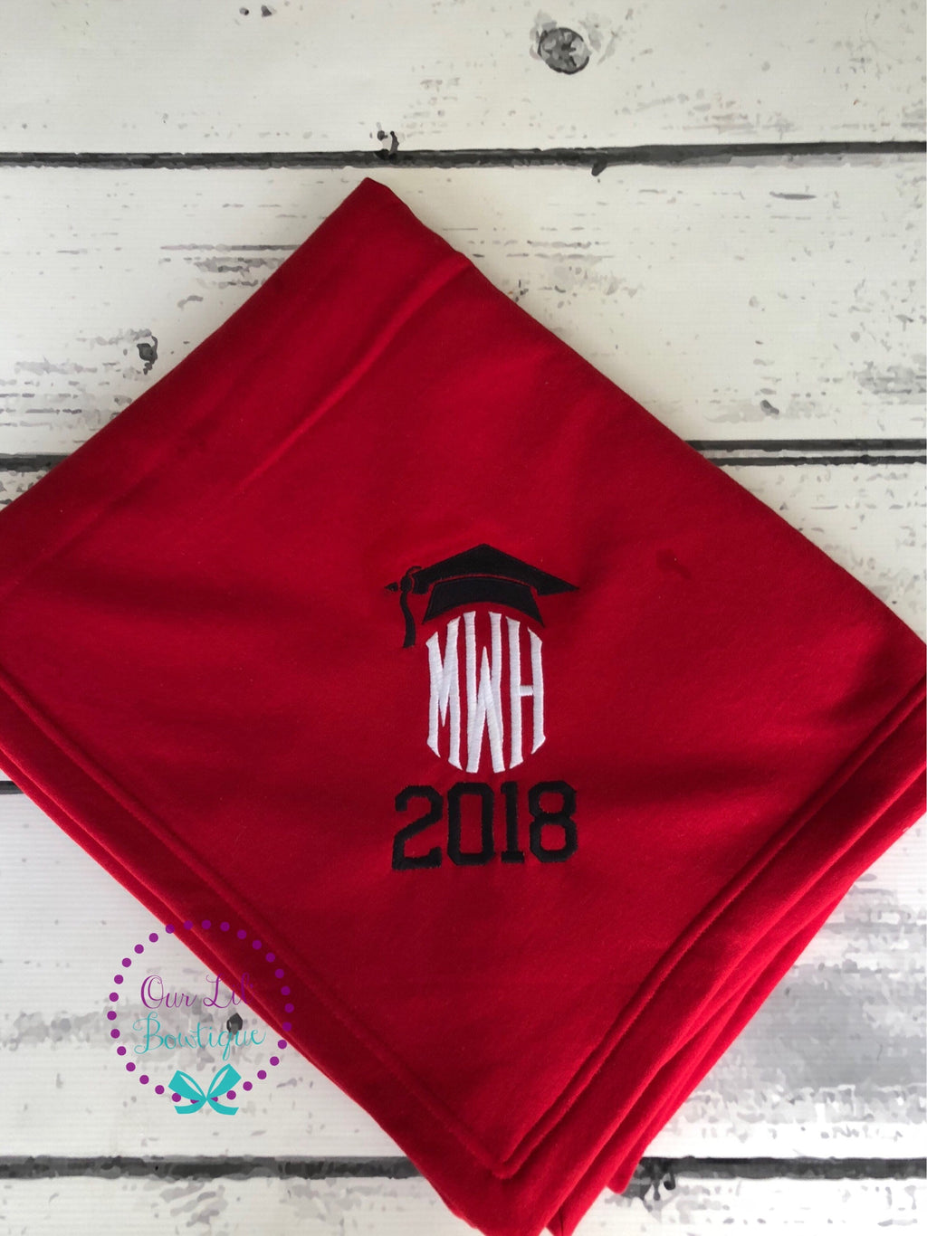 Monogrammed Graduation Blanket: Personalized Class of 2021 Gift