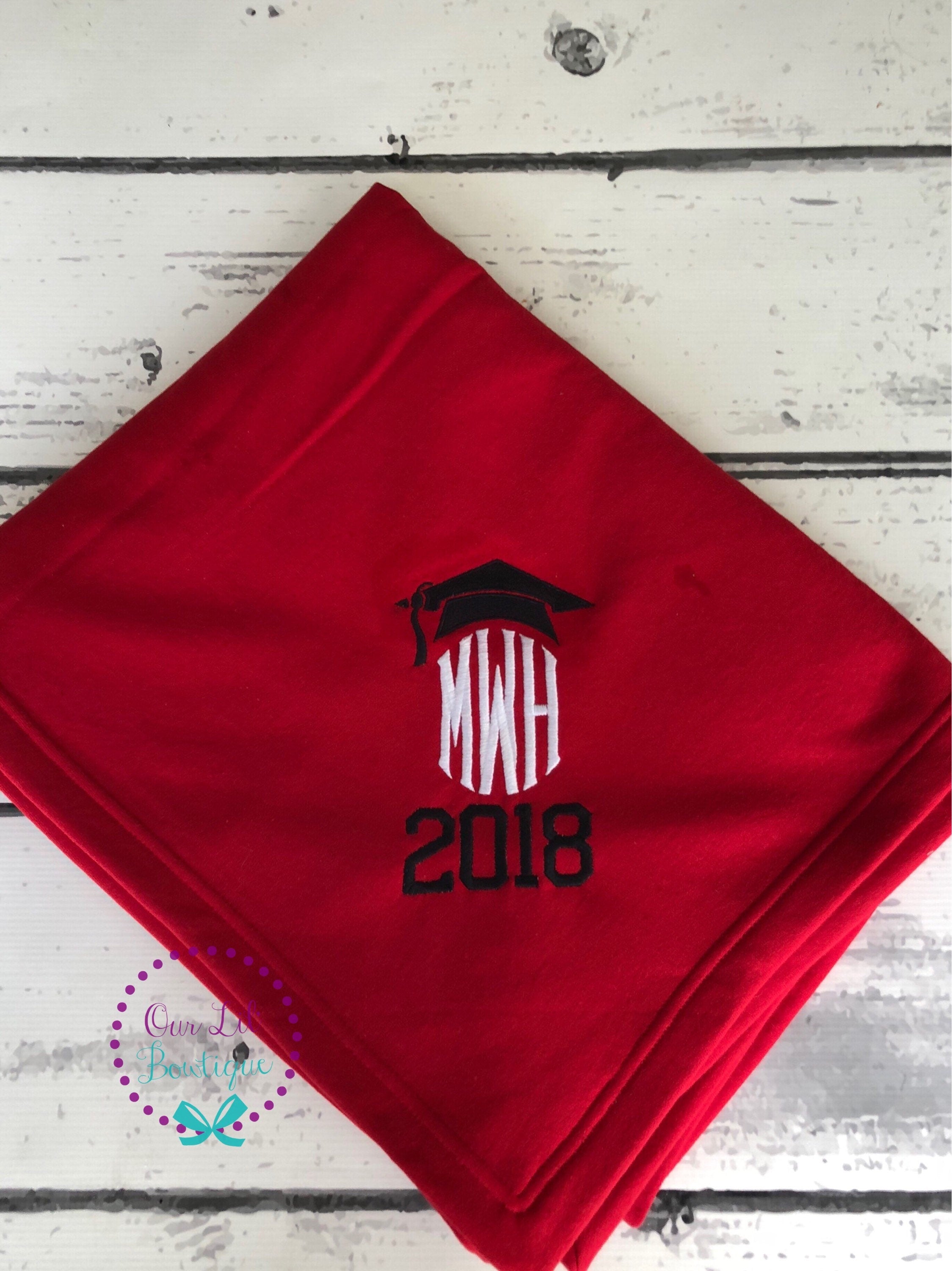 Monogrammed Graduation Blanket: Personalized Class of 2021 Gift