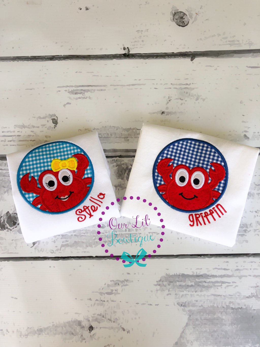 Personalized Crab Applique Shirt: Summer Birthday Outfit