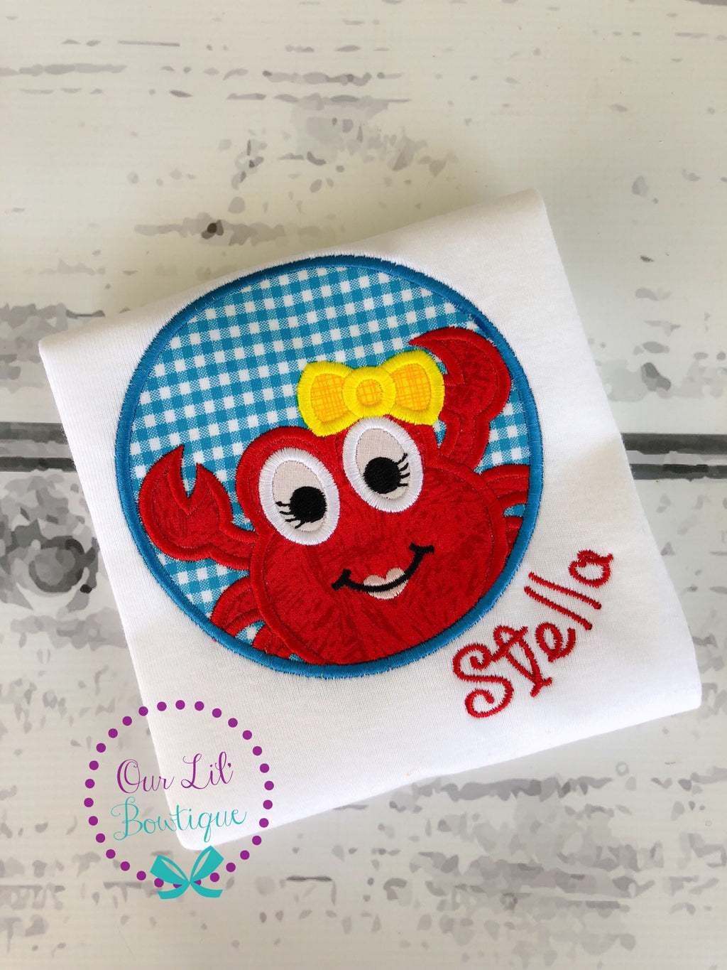 Personalized Crab Applique Shirt: Summer Birthday Outfit