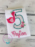 Personalized Flamingo Birthday Shirt - Applique Number Tee