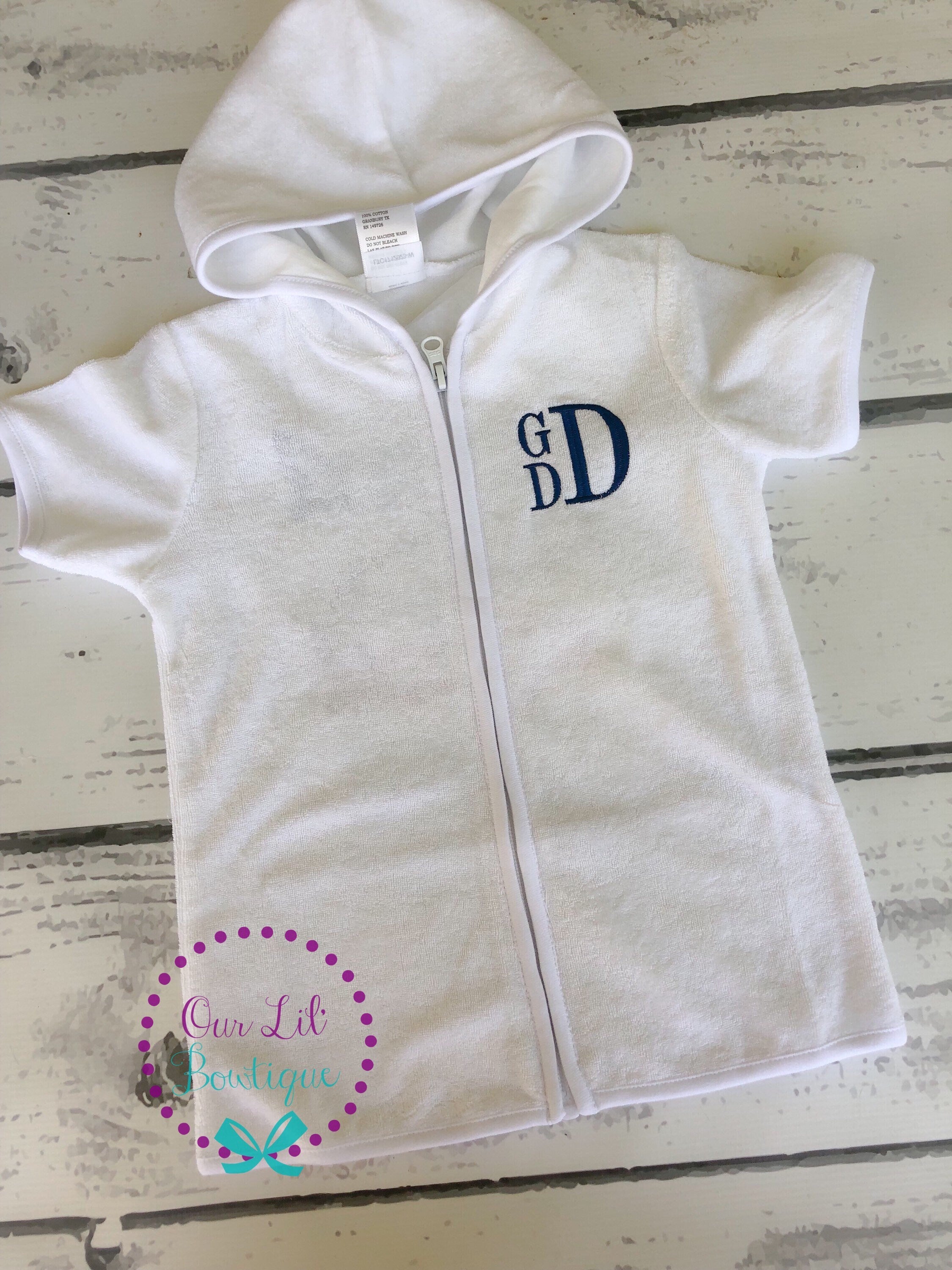 Personalized Terry Cloth Toddler Hooded Cover-Up: Monogrammed Swim Cover