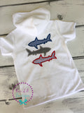 Personalized Terry Cloth Boy's Cover-Up: Shark Applique, Monogrammed Hooded Bathing Suit
