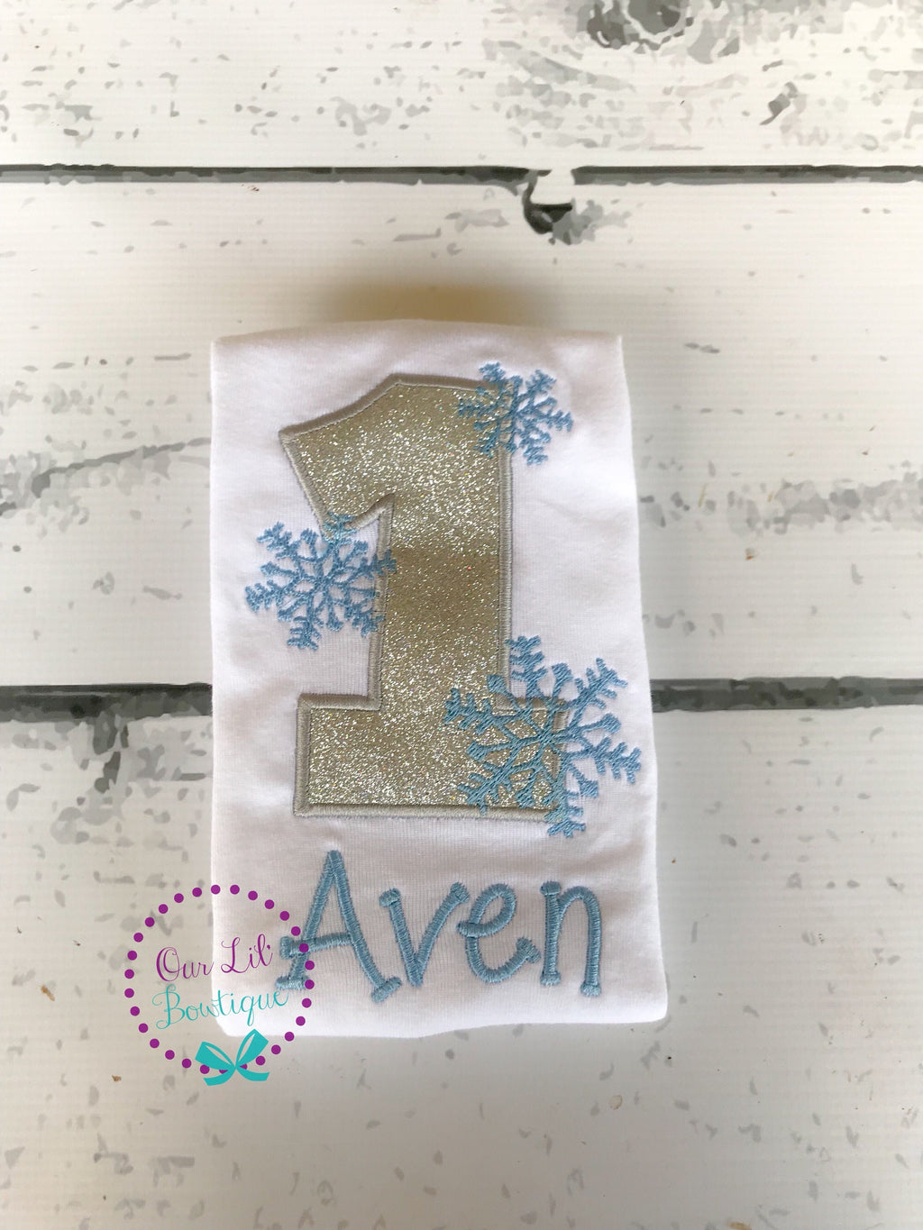 Winter ONE-derland Birthday Shirt: Snowflake Appliqué, Personalized 1st Birthday Outfit
