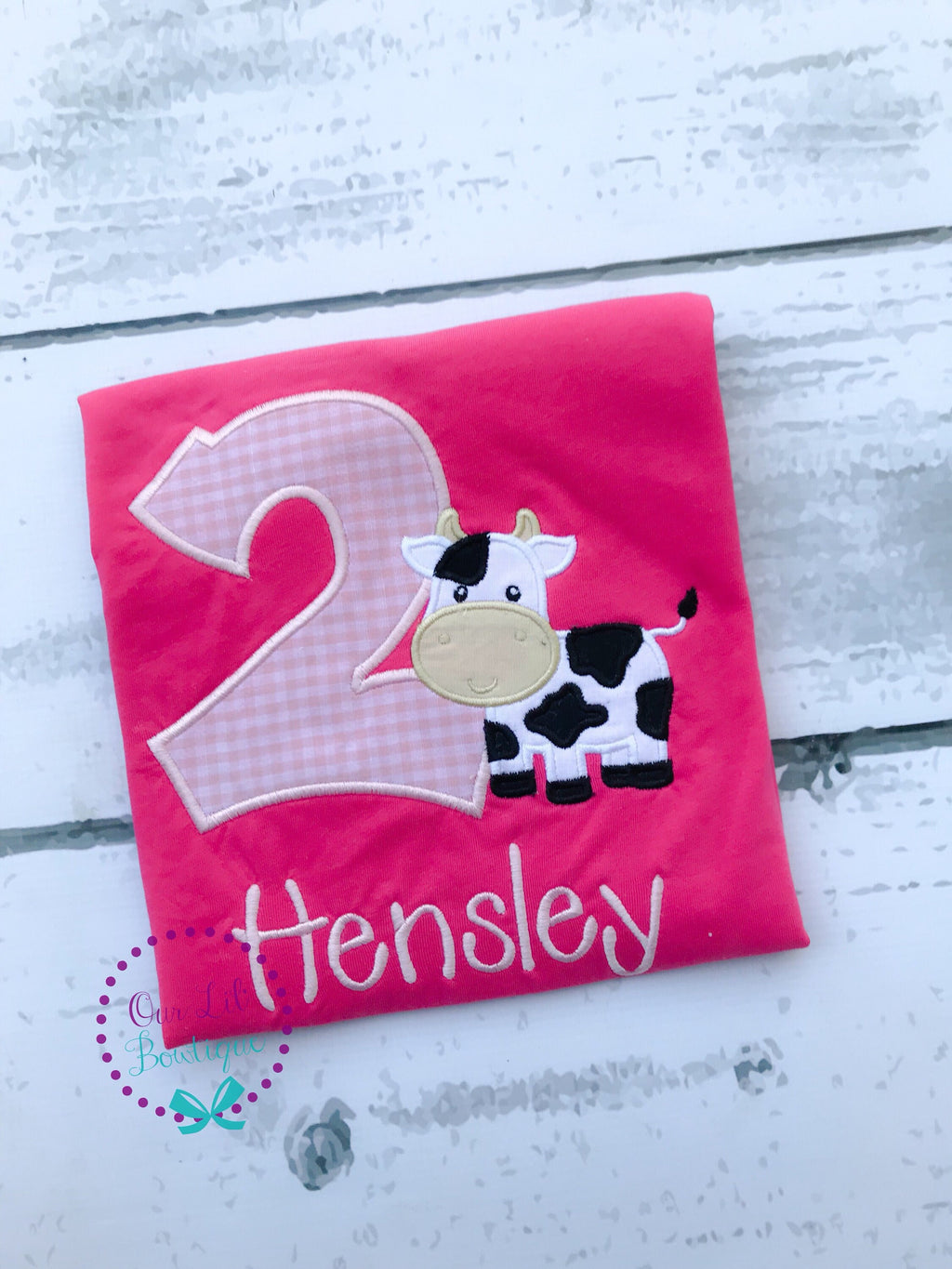 Personalized Cow Birthday Applique Shirt: Farm Party Outfit