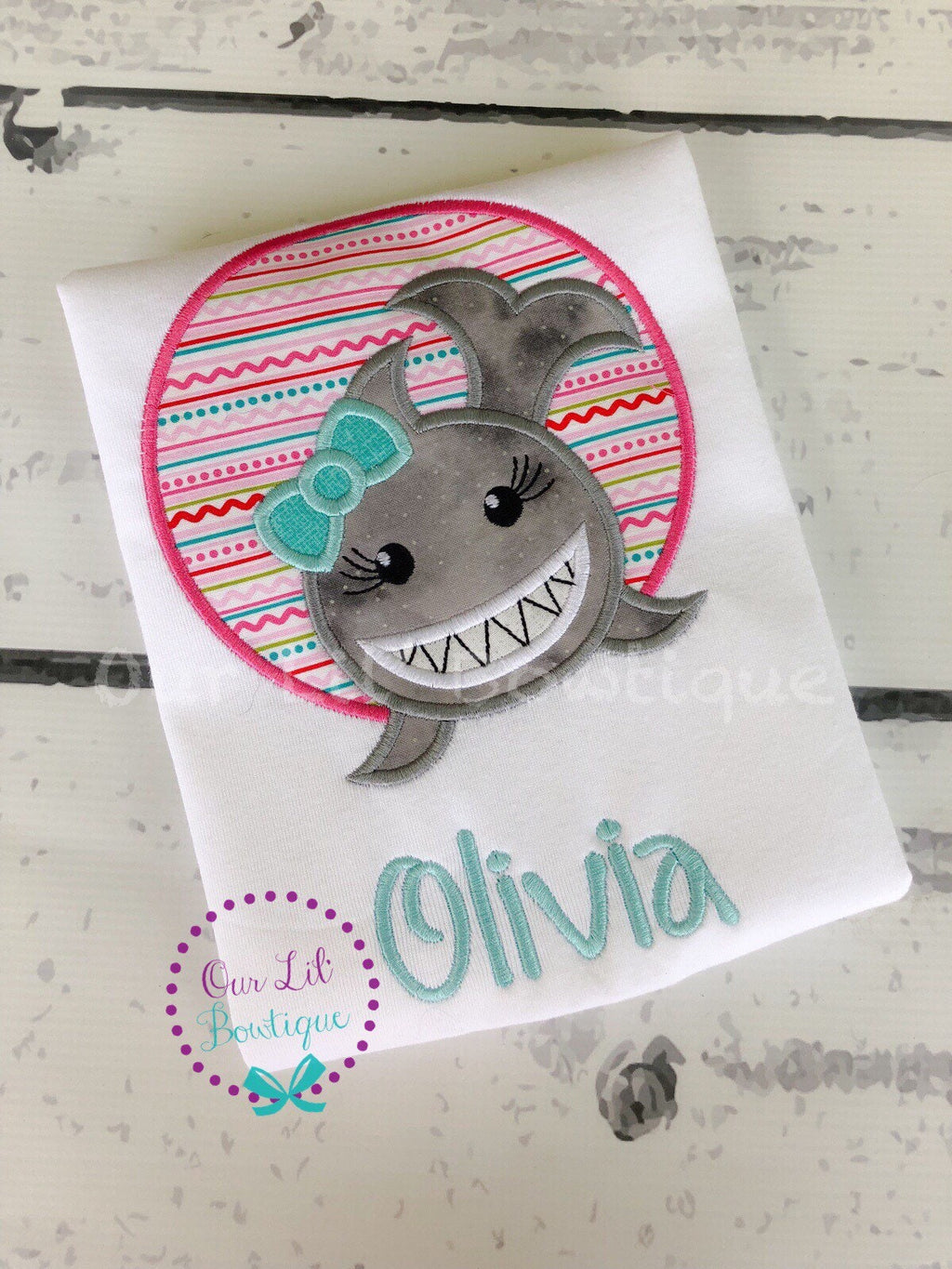 Girls Shark Birthday Shirt: Under The Sea Applique, Personalized