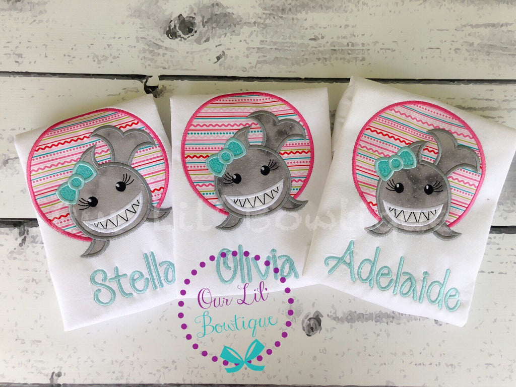 Girls Shark Birthday Shirt: Under The Sea Applique, Personalized