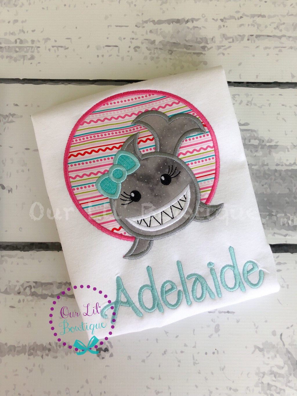 Girls Shark Birthday Shirt: Under The Sea Applique, Personalized