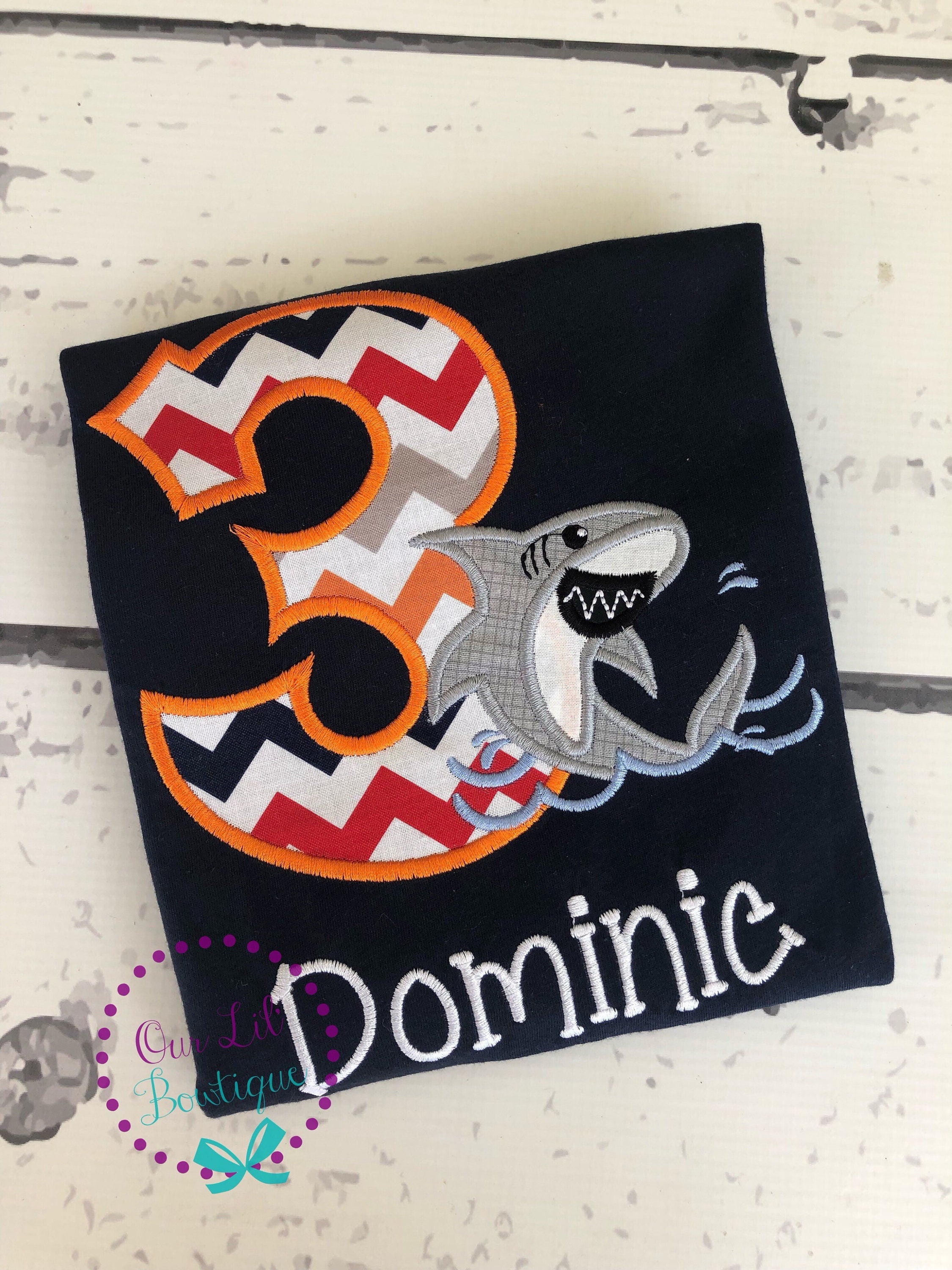 Personalized Shark Birthday Shirt: Under The Sea Applique