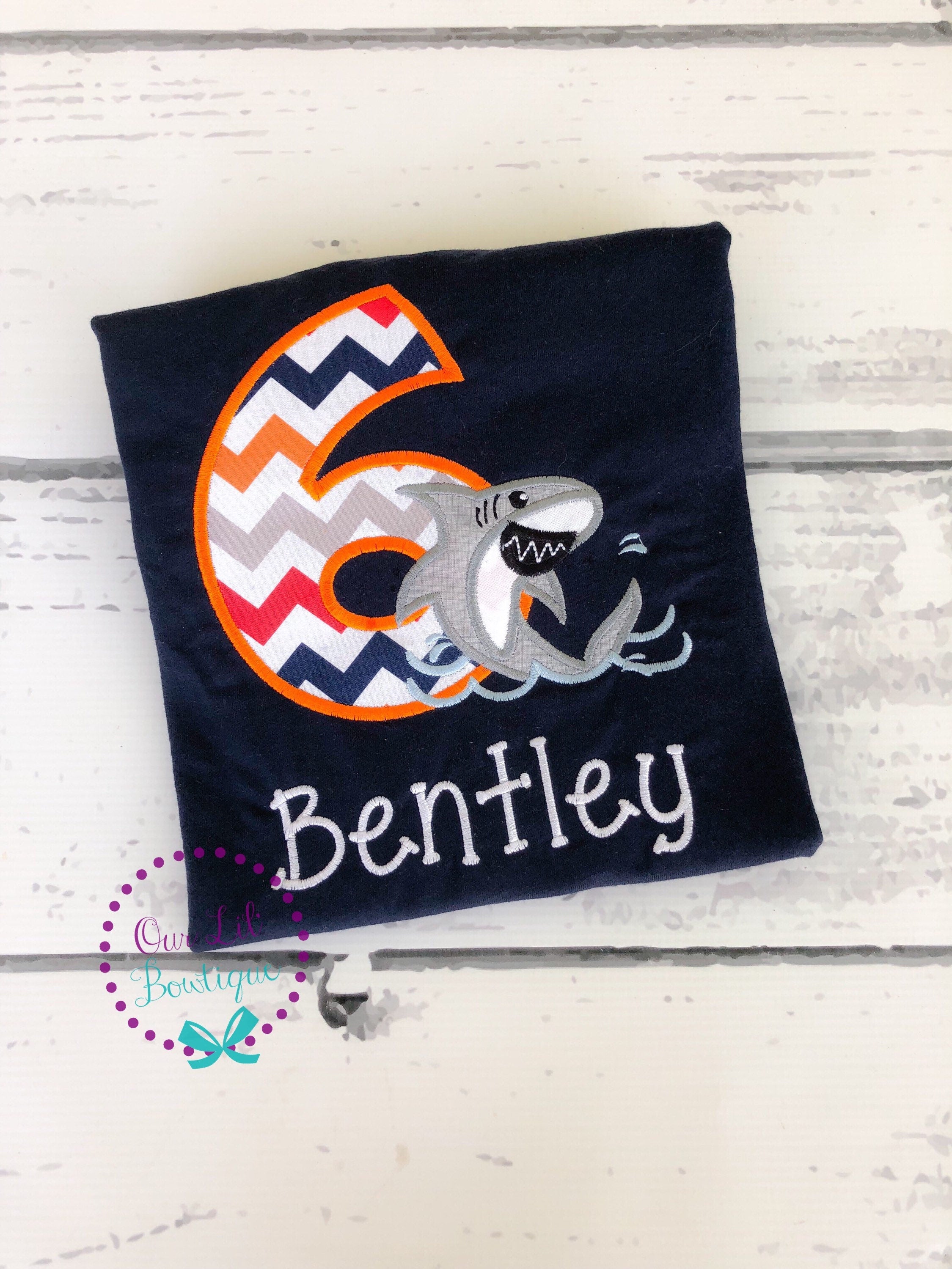 Personalized Shark Birthday Shirt: Under The Sea Applique