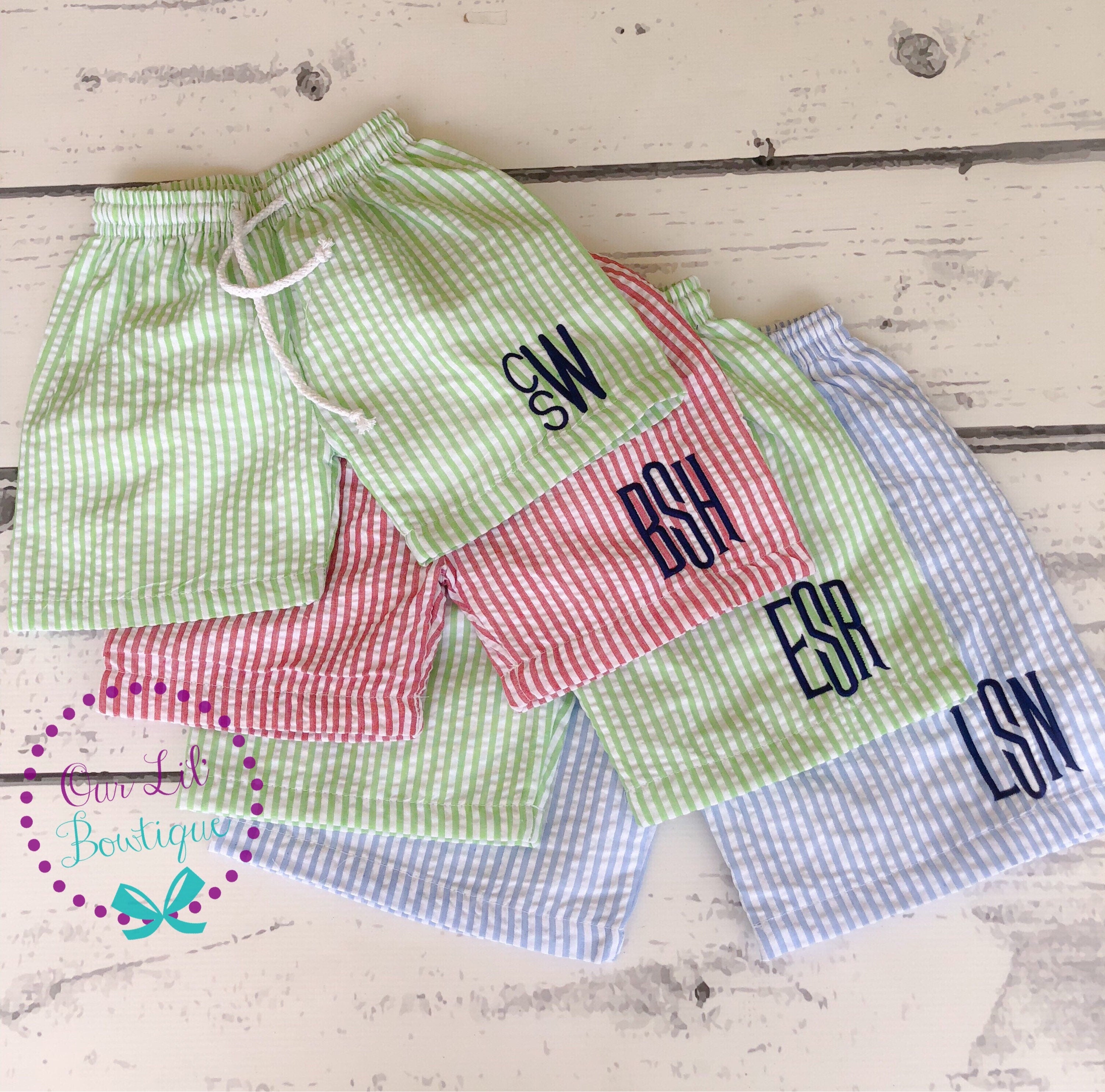 Seersucker Monogrammed Swim Trunks - Boys Monogrammed Bathing Suit - Bathing Suit - Boys Bathing Suit - Trunk - Personalized Swimsuit - Boys
